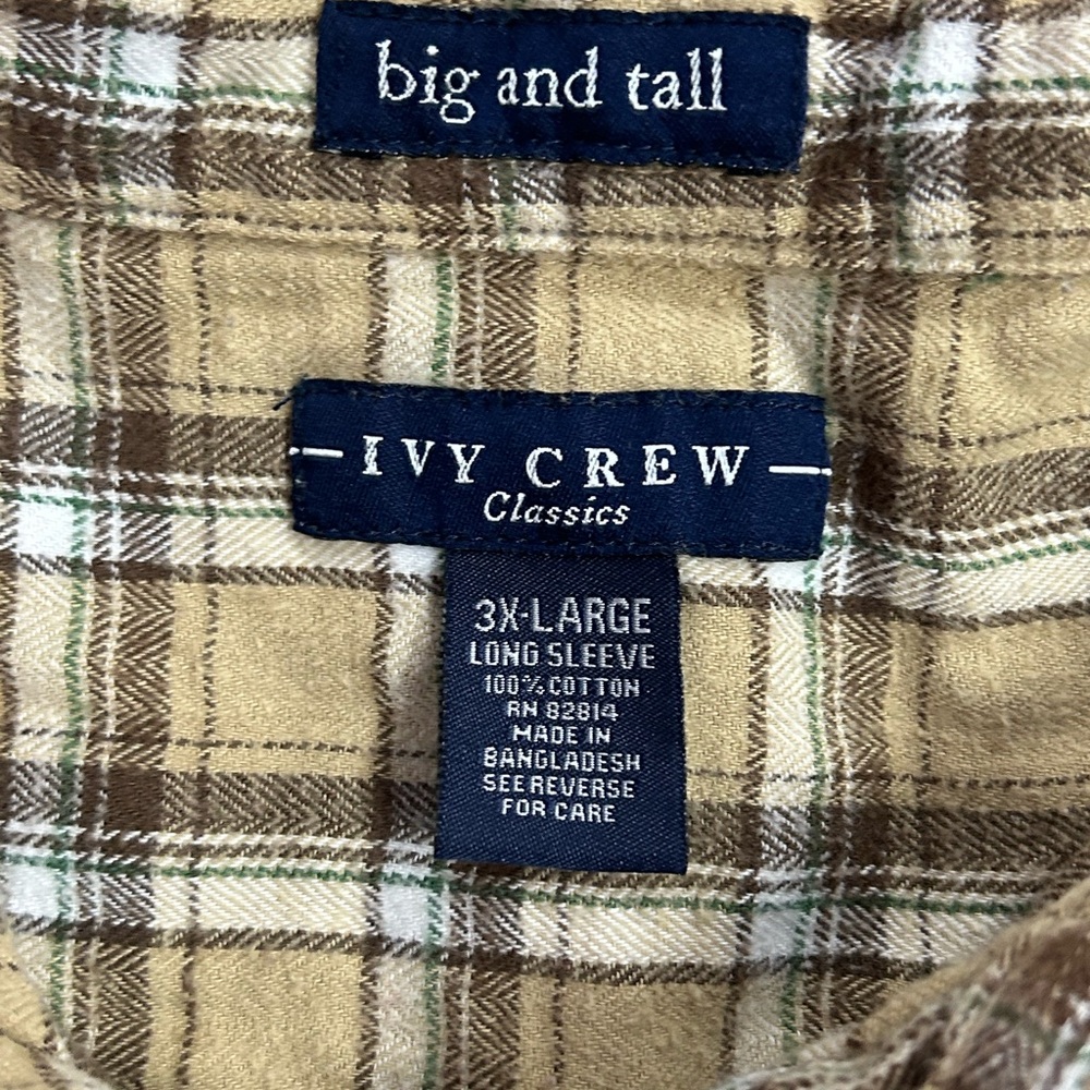 Ivy Crew Men’s Long Sleeve Flannel Plaid Button Down Shirt Sz 3XL - Picture 5 of 5